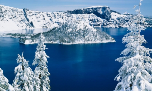 Crater Lake National Park Winter Snow